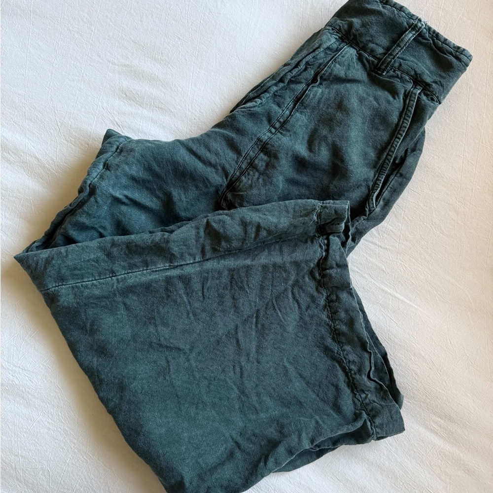 YOUNG FABULOUS & BROKE Dark Teal Green Linen Culottes